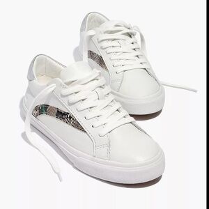 Madewell Size 6.5 White Sneakers with Snakeskin Detail